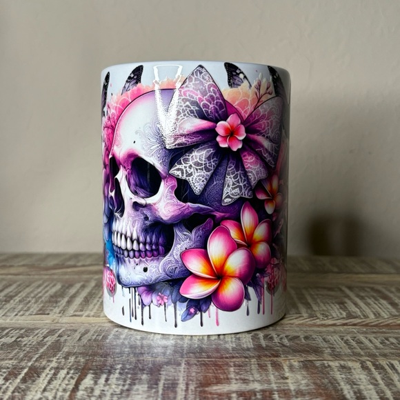 Handmade Other - Floral Skull Mug